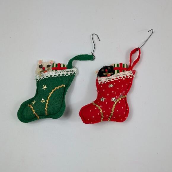 Vintage Felt Kitty Cat Christmas Tree Ornament SSCO Made in Japan Holiday Gift - Picture 1 of 8